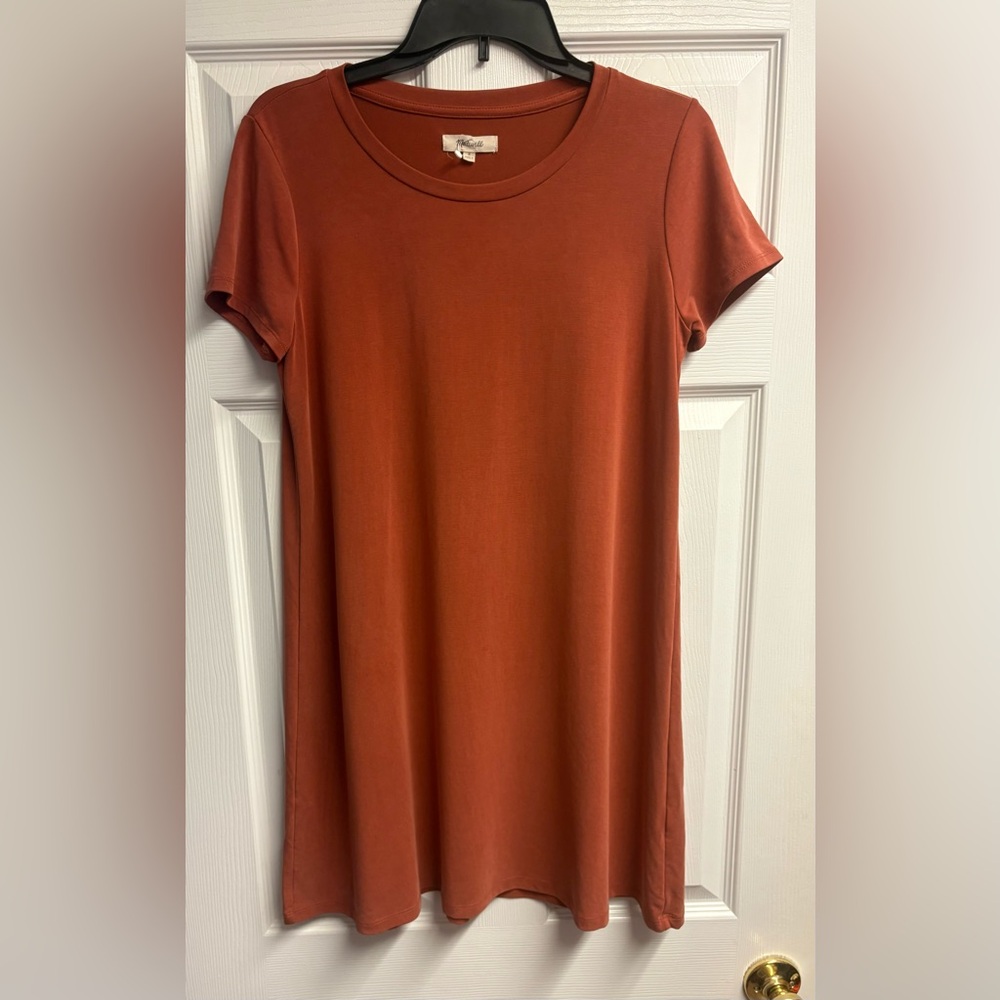 Madewell Modal Blend Short Sleeve T-Shirt Mini Dress Rust Colored Size Small